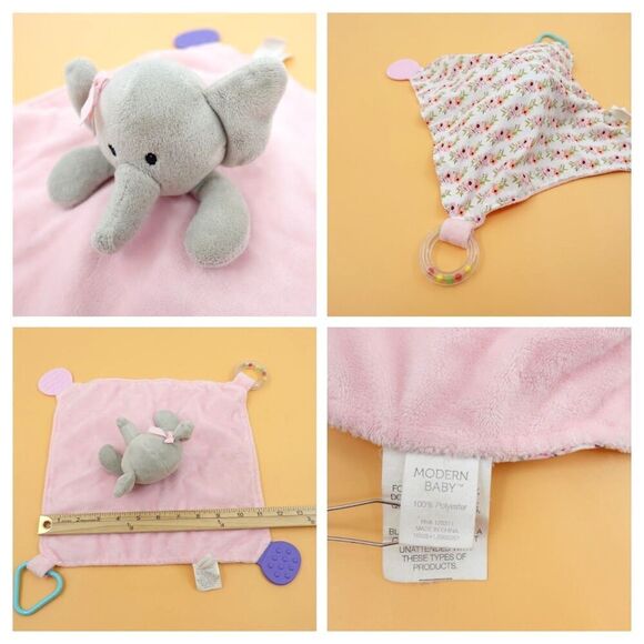 3 Lovey Elegant Baby Organics Blankie - Bear Baby Gear - Elephant Modern Baby - Picture 10 of 12